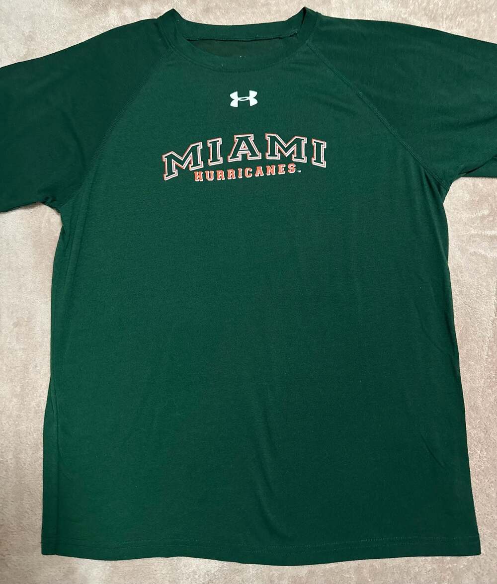 Under Armour Miami Hurricanes Youth Large YLG Green T-Shirt